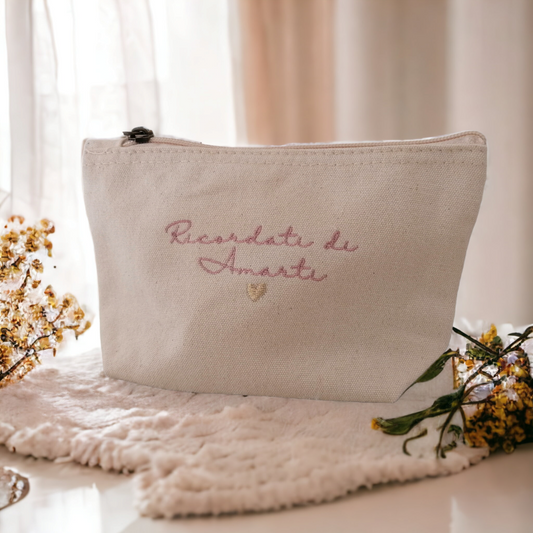 Pochette in cotone con dedica